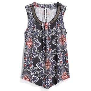 Top, beaded neckline